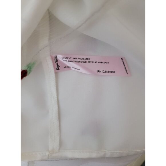 Sugar Thrillz FOREVER YOURS White Embroidered Rose Babydoll Dress Sz S - Picture 7 of 8